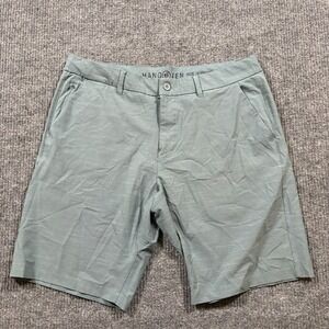 Hang Ten Mens Chino Shorts Size 38 Green Flat Front Drawstring Casual Mid Rise